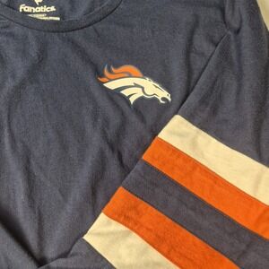 Fanatics NFL Pro Line Denver Broncos Women's Long Sleeve Tee XL Blue Crew Neck